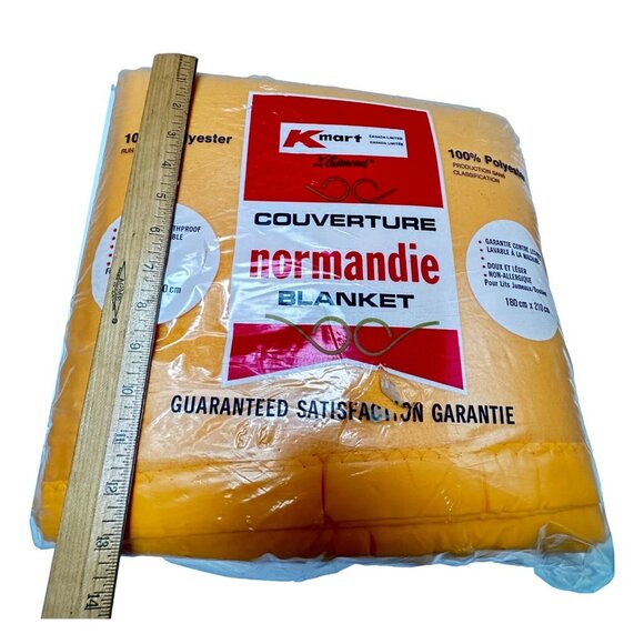 Kmart Bed Blanket Orange Polyester Large Twin 70 x 86 in Vintage 1970s Brand New - Picture 5 of 5